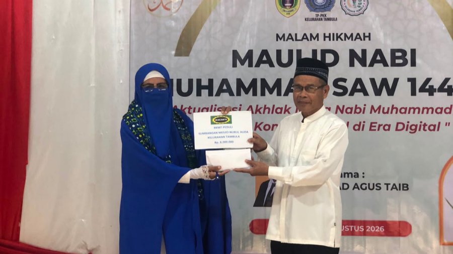 Maulid Nabi di Tambula Jadi Momentum Berbagi, Rp8 Juta Mengalir untuk Pembangunan Masjid Nurul Huda